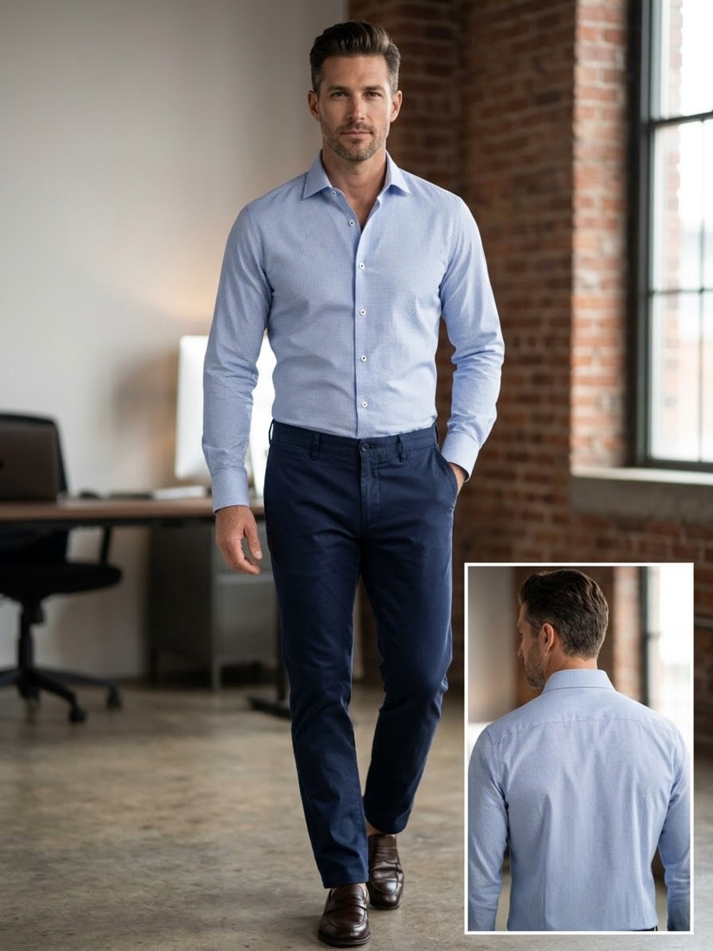 Bugatchi Light Blue Micro-Pattern Dress Shirt